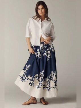 NWT Size SP - Maeve Jacie Poplin Printed Maxi Skirt Cotton w Pockets (US$ 158)